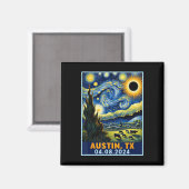 Solar Eclipse 2024 Austin Texas Van Gogh Starry Ni Magnet (Vorderseite/Rückseite)