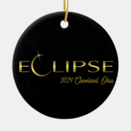Solar Eclipse 2024 Black & Gold-Gedenkfeier Keramik Ornament