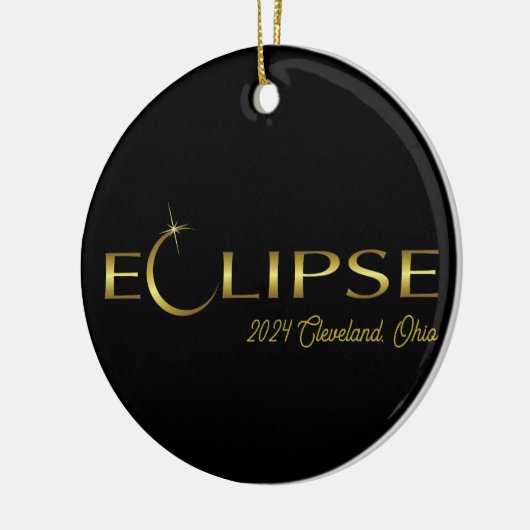 Solar Eclipse 2024 Black & Gold-Gedenkfeier Keramik Ornament (Links)