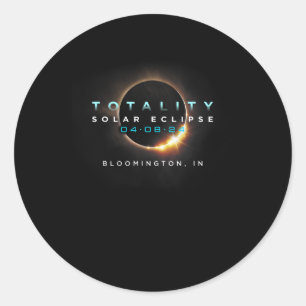 Solar Eclipse 2024 Bloomington in Totality 04-08-2 Runder Aufkleber