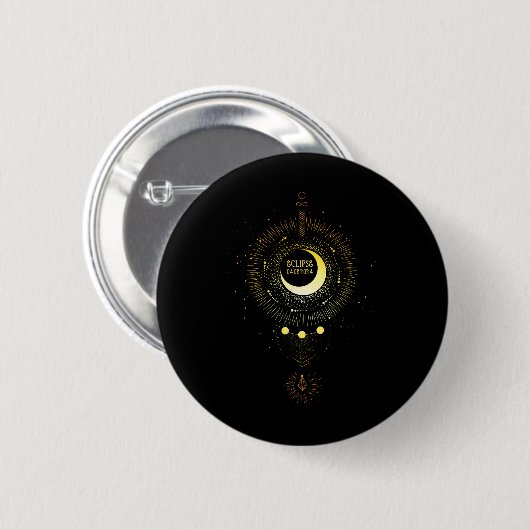 Solar Eclipse 2024 Boho Sun Moon Path Gesamter Lun Button (Vorne & Hinten)