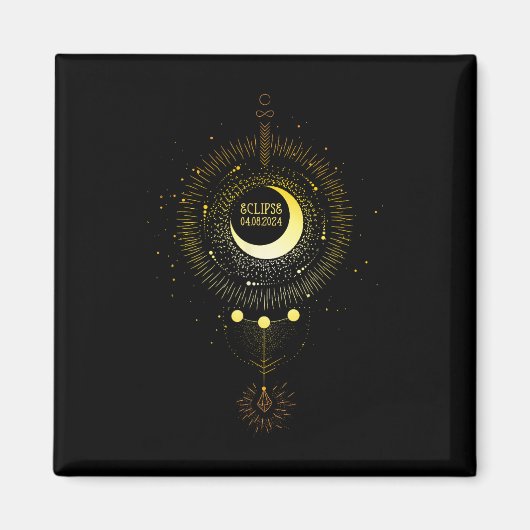 Solar Eclipse 2024 Boho Sun Moon Path Gesamter Lun Magnet (Vorne)