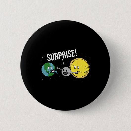 Solar Eclipse 2024 Cartoon Moon Coveri Button (Vorderseite)