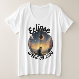 Solar-Eclipse,2024 Cat Wearing Solar Eclips Glasse Große Größe T-Shirt