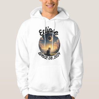 Solar-Eclipse,2024 Cat Wearing Solar Eclips Glasse Hoodie
