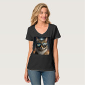 Solar-Eclipse,2024 Cat Wearing Solar Eclips Glasse T-Shirt (Vorderseite Vollansicht)