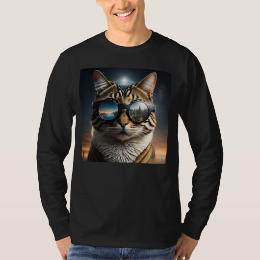 Solar-Eclipse,2024 Cat Wearing Solar Eclips Glasse T-Shirt (Vorderseite)