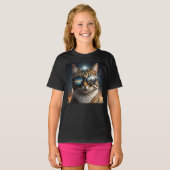 Solar-Eclipse,2024 Cat Wearing Solar Eclips Glasse T-Shirt (Vorne ganz)