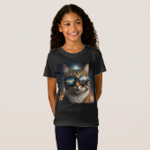 Solar-Eclipse,2024 Cat Wearing Solar Eclips Glasse T-Shirt (Vorne ganz)