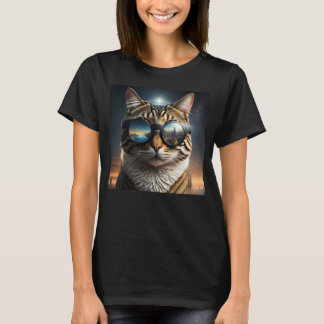 Solar-Eclipse,2024 Cat Wearing Solar Eclips Glasse T-Shirt