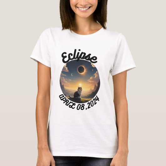 Solar-Eclipse,2024 Cat Wearing Solar Eclips Glasse T-Shirt (Vorderseite)