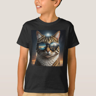 Solar-Eclipse,2024 Cat Wearing Solar Eclips Glasse T-Shirt