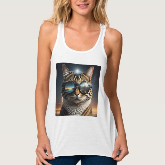 Solar-Eclipse,2024 Cat Wearing Solar Eclips Glasse Tank Top (Vorderseite)