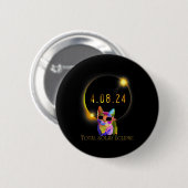 Solar Eclipse 2024 Cat Wearing Solar Eclipse Glass Button (Vorne & Hinten)