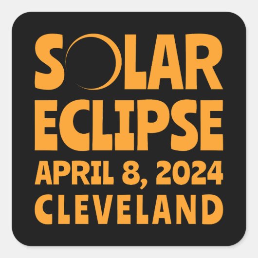 Solar Eclipse 2024 Cleveland Ohio Quadratischer Aufkleber (Vorderseite)