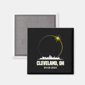 Solar Eclipse 2024 Cleveland Skyline Ohio Solar EC Magnet (Vorderseite/Rückseite)