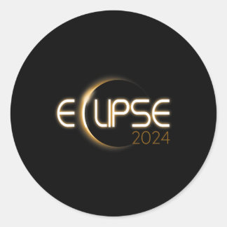 Solar Eclipse 2024 Crescent Sun Design Runder Aufkleber