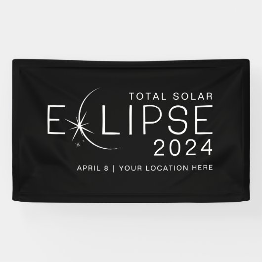 Solar Eclipse 2024 Custom Location Eclipse Party Banner (Horizontal)