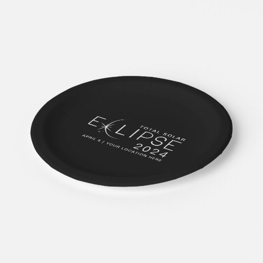 Solar Eclipse 2024 Custom Location Eclipse Party Pappteller (Schrägansicht)