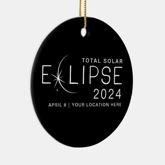 Solar Eclipse 2024 Custom Location Foto Keepake Keramik Ornament (Rechts)