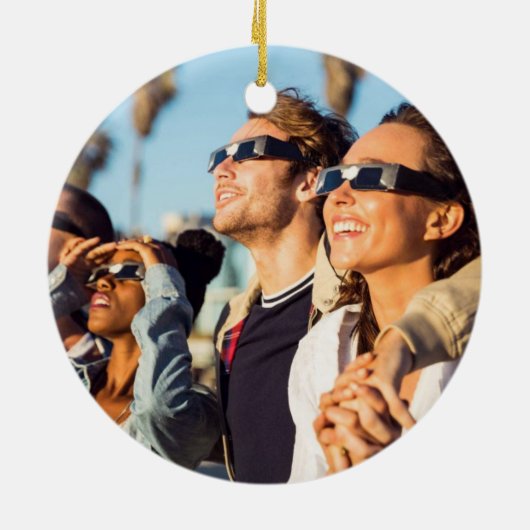 Solar Eclipse 2024 Custom Location Foto Keepake Keramik Ornament (Hinten)