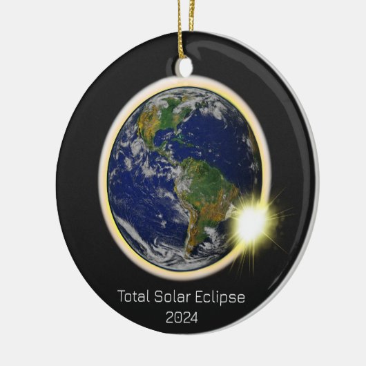 Solar Eclipse 2024 Erdsonnenmond Keramik Ornament (Links)