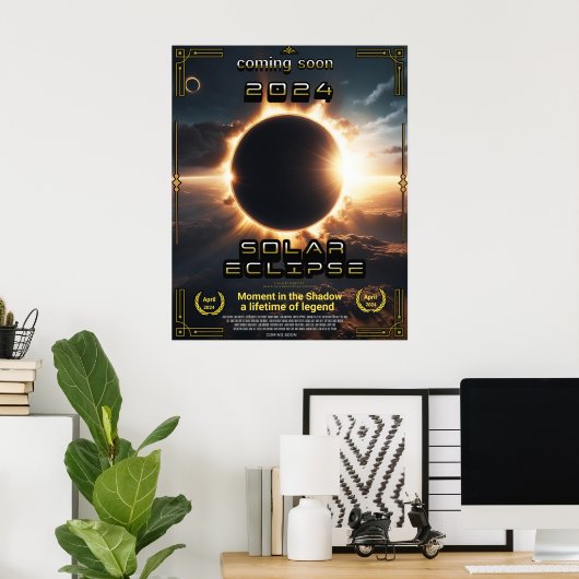 Solar Eclipse 2024 Filmstil Poster (Heimbüro)