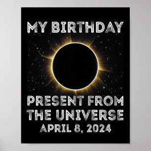 Solar-Eclipse 2024 Geburtstag Vorläufig 4,8,24 Ins Poster