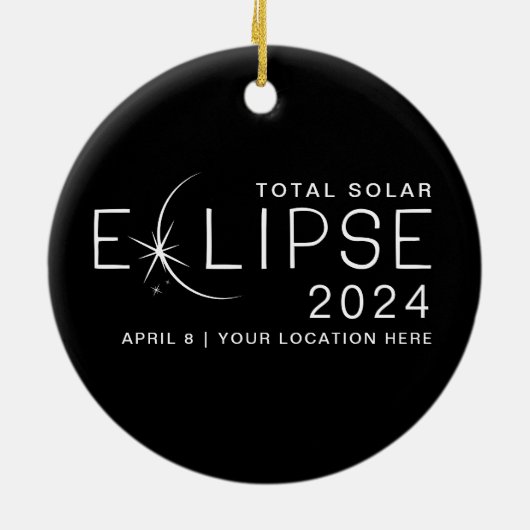 Solar Eclipse 2024 - Gedenken an den Standort Keramik Ornament (Hinten)