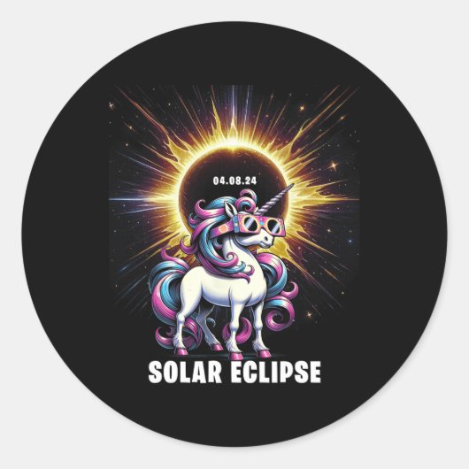 Solar Eclipse 2024 Gesamt Eclipse 8. April 24 Unic Runder Aufkleber (Vorderseite)