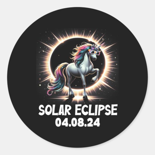 Solar Eclipse 2024 Gesamt Eclipse 8. April 24 Unic Runder Aufkleber (Vorderseite)