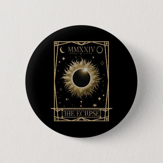 Solar Eclipse 2024 Gesamt Eclipse Astronomie Tarot Button (Vorderseite)