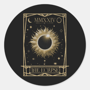 Solar Eclipse 2024 Gesamt Eclipse Astronomie Tarot Runder Aufkleber