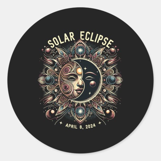 Solar-Eclipse 2024 Gesamtsolares Eclipse 4,08,24 k Runder Aufkleber (Vorderseite)