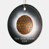 Solar Eclipse 2024 Gold Sparkling Blume of Life Keramik Ornament (Links)