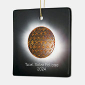 Solar Eclipse 2024 Gold Sparkling Blume of Life Keramikornament (Links)