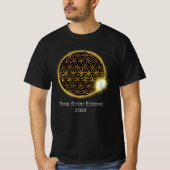 Solar Eclipse 2024 Gold Sparkling Blume of Life T-Shirt (Vorderseite)