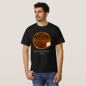 Solar Eclipse 2024 Gold Sparkling Blume of Life T-Shirt (Vorne ganz)