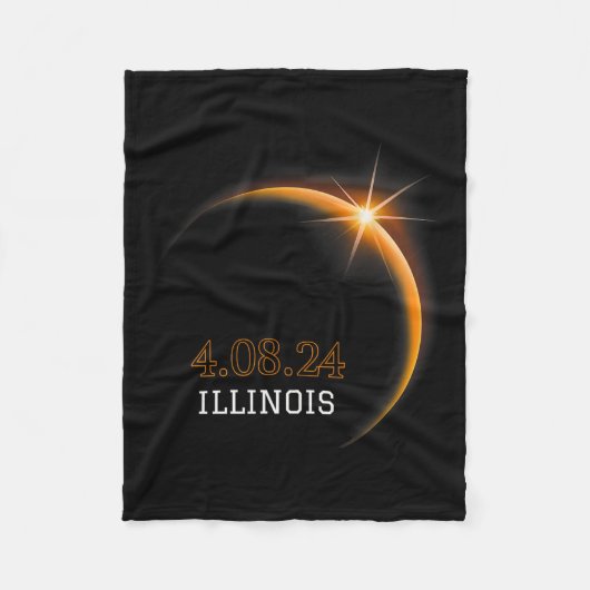 Solar Eclipse 2024 Illinois Totality Spring 4,08,2 Fleecedecke (Vorderseite)