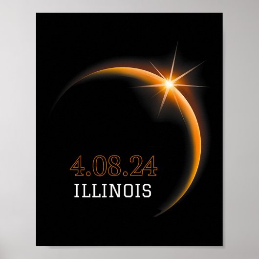 Solar Eclipse 2024 Illinois Totality Spring 4,08,2 Poster (Vorne)