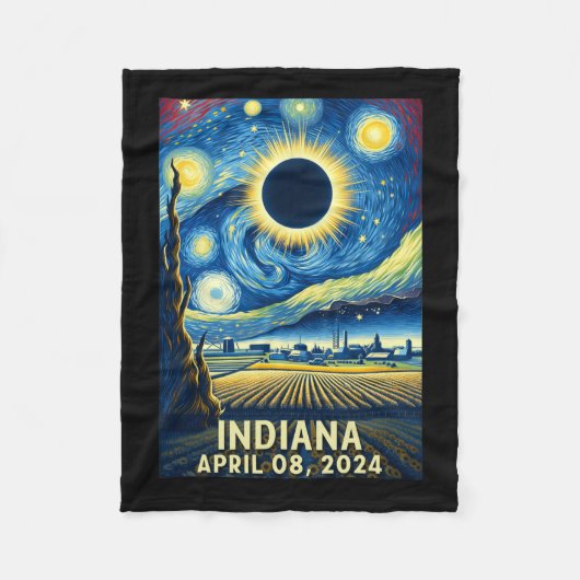 Solar Eclipse 2024 Indiana Starry Night Fleecedecke (Vorderseite)