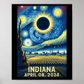 Solar Eclipse 2024 Indiana Starry Night Poster (Vorne)