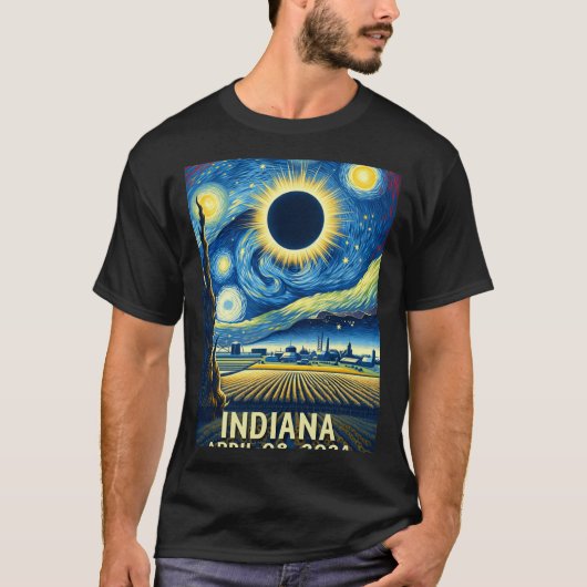 Solar Eclipse 2024 Indiana Starry Night T-Shirt (Vorderseite)