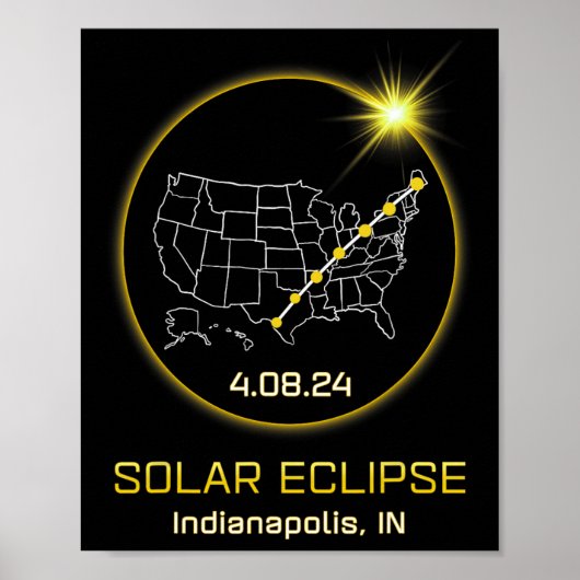 Solar Eclipse 2024 Indianapolis in Indiana Totalit Poster (Vorne)