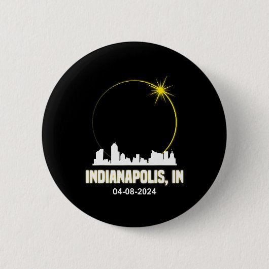 Solar Eclipse 2024 Indianapolis Skyline Indiana Ec Button (Vorderseite)