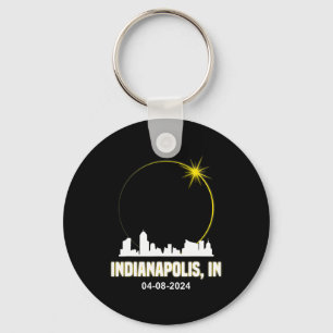Solar Eclipse 2024 Indianapolis Skyline Indiana Ec Schlüsselanhänger