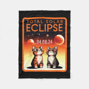 Solar-Eclipse 2024 Katzen Gesamtsolarausstoß 4,08, Fleecedecke