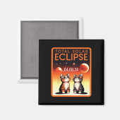 Solar-Eclipse 2024 Katzen Gesamtsolarausstoß 4,08, Magnet (Vorderseite/Rückseite)