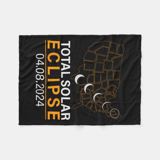 Solar Eclipse 2024 Map Eclipse 8. April 2024 Eclip Fleecedecke (Vorderseite (Horizontal))