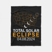 Solar Eclipse 2024 Map Eclipse 8. April 2024 Eclip Fleecedecke (Vorderseite)